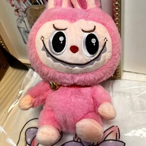 Monster Lg Labubu Plushie Pink Plush Toy with Bell